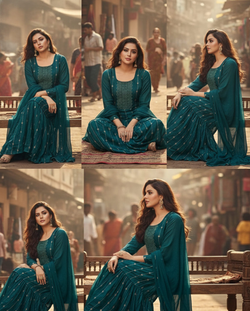 πππ AJVIE Designer Royal Noor Embroidered Garara Set β 3 Piece Festive Collection with Dupatta