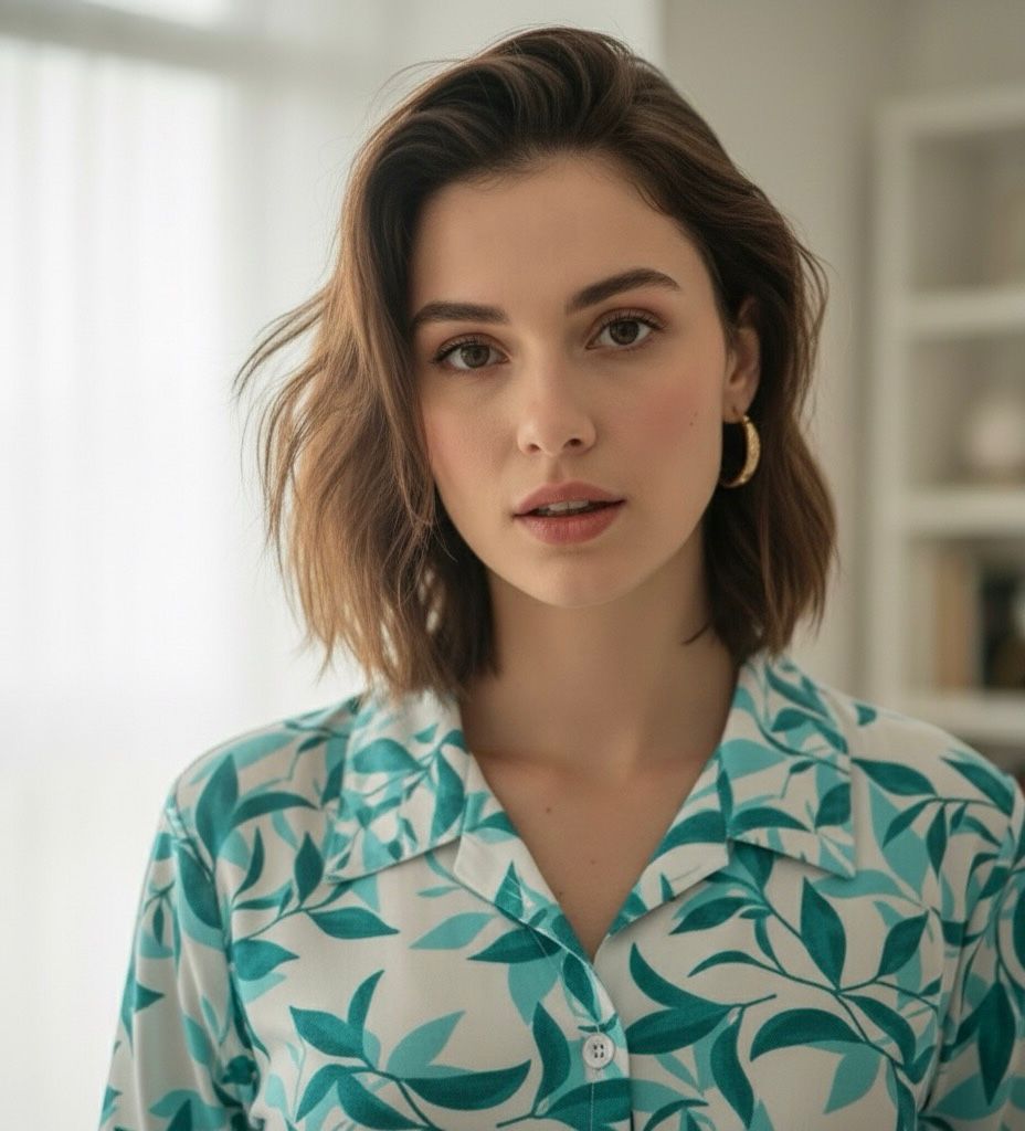 AJVIE Designer Aqua Leaf Buttoned Cord Set ๐ฟโจ