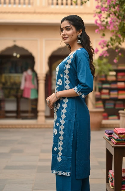 Pure Cotton Peacock Colour 2 Piece