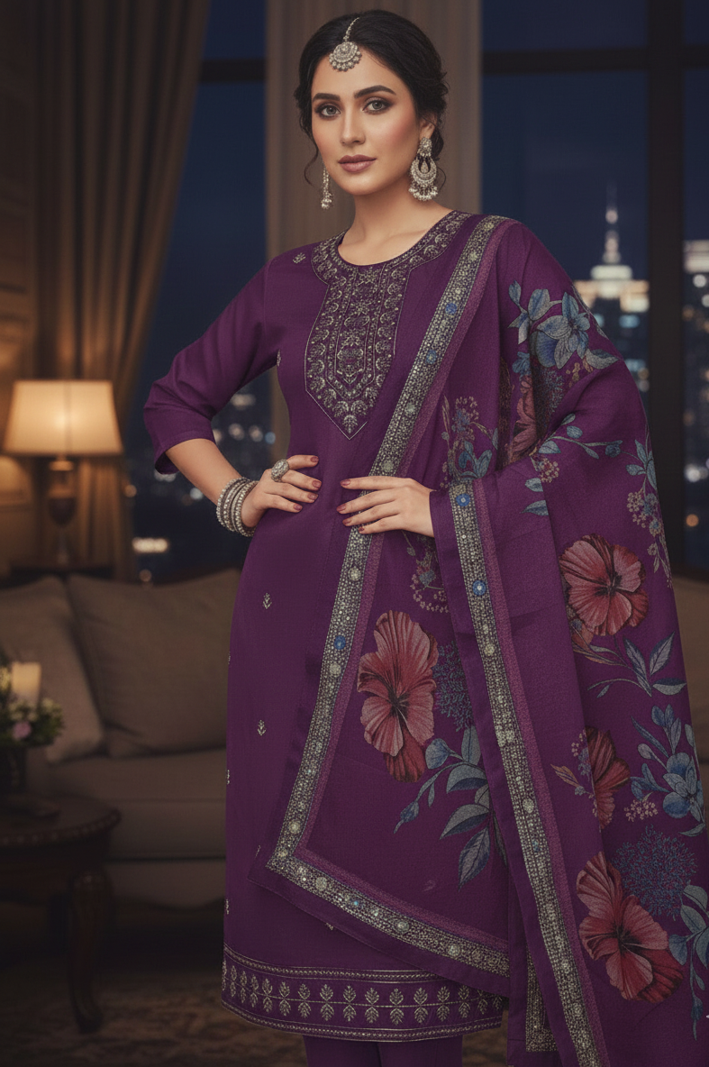 AJVIE Signature Roman Silk Designer Suit | Contemporary Ladies Ethnic Wear