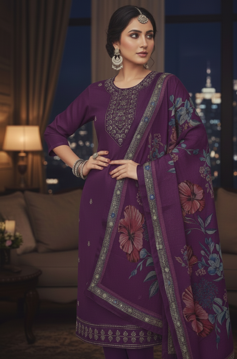 AJVIE Signature Roman Silk Designer Suit | Contemporary Ladies Ethnic Wear
