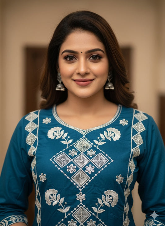 Pure Cotton Peacock Colour 2 Piece