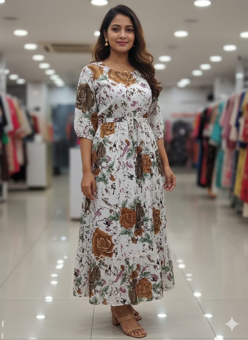 Full length Flower Designs Kurtis