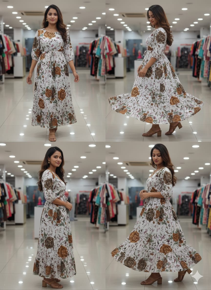 Full length Flower Designs Kurtis