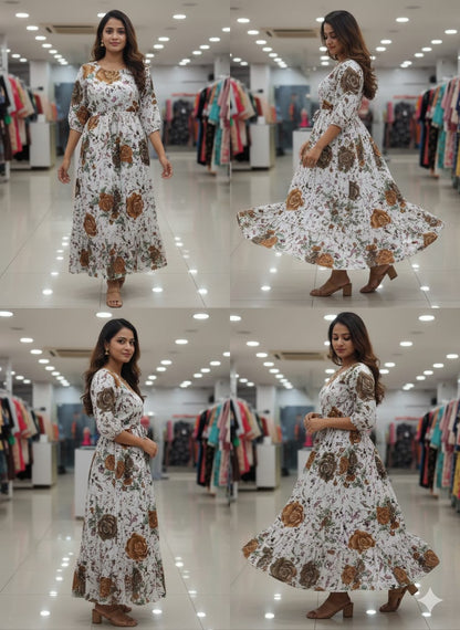 Full length Flower Designs Kurtis