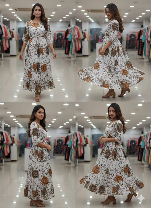 Full length Flower Designs Kurtis