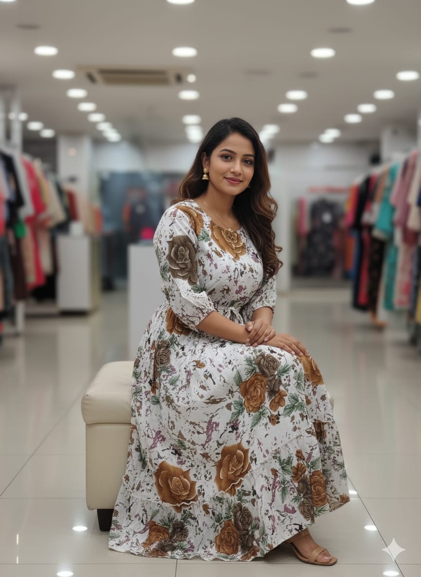 Full length Flower Designs Kurtis