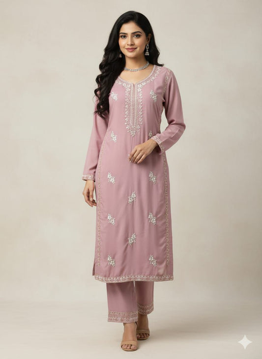 Designer 2 piece with Kurtis & Pant in Light Pink Color