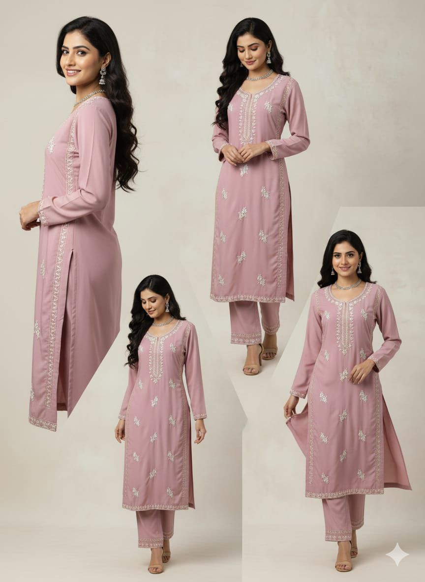 Designer 2 piece with Kurtis & Pant in Light Pink Color