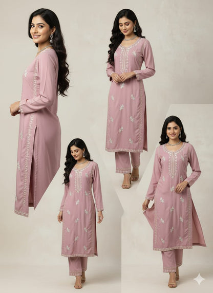 Designer 2 piece with Kurtis & Pant in Light Pink Color