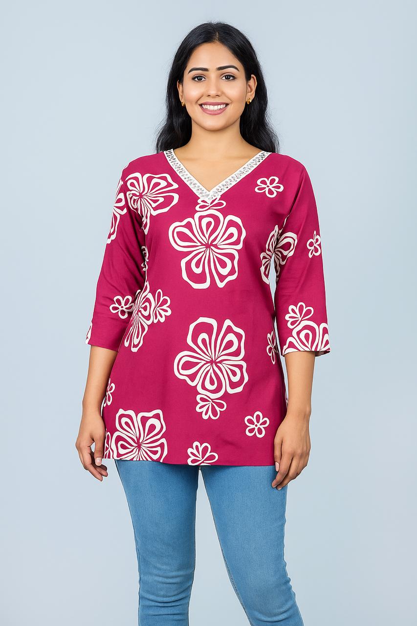 Cotton Fabrics - Printed Short Kurtis