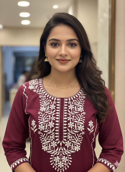 💫 AJVIE – Lucknavi Designer Embroidered Dress Set (With Pant & Dupatta)