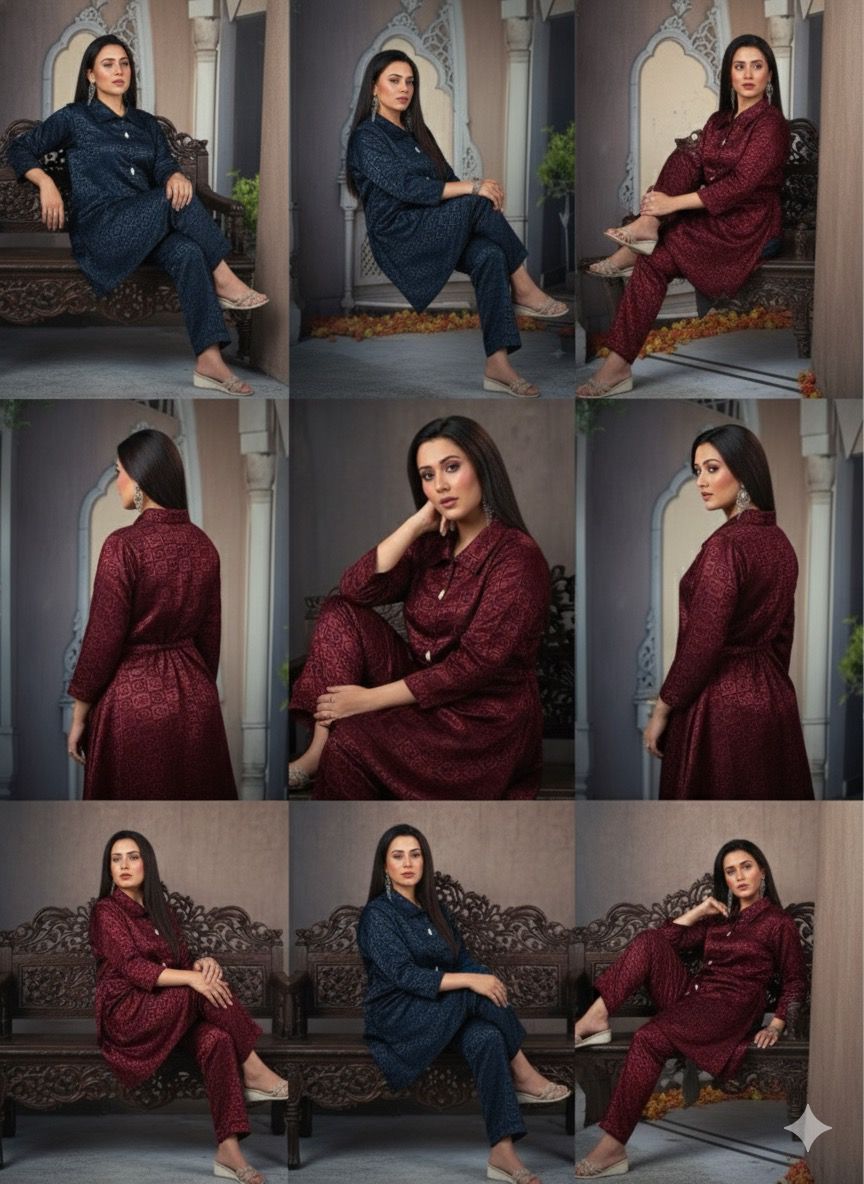 AJVIE Classic Glossy Silk Stylish CORD SET