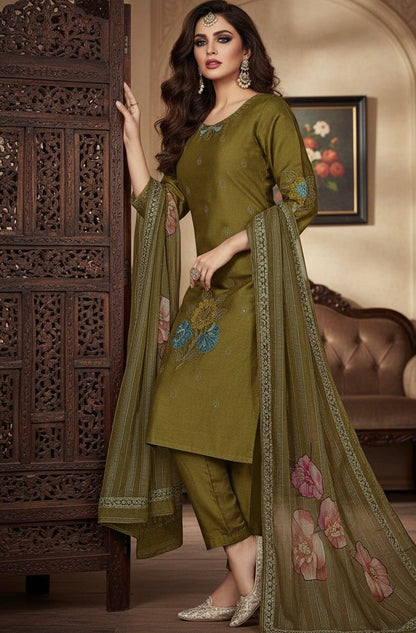 AJVIE Special Designer Golder Suit with Digital Dupatta