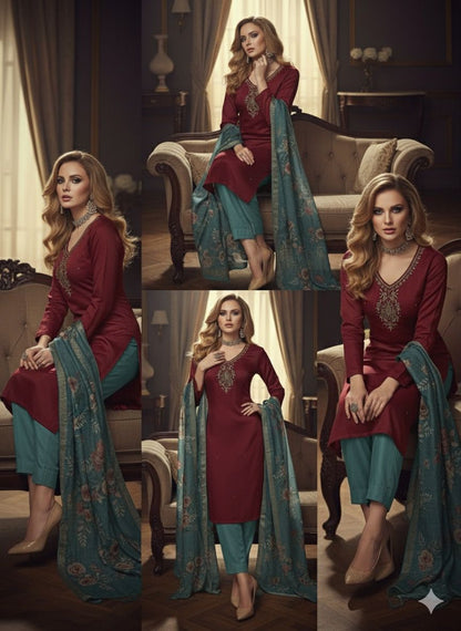 AJVIE Special Vertican Fabrics Designer Suits with 3XL Size