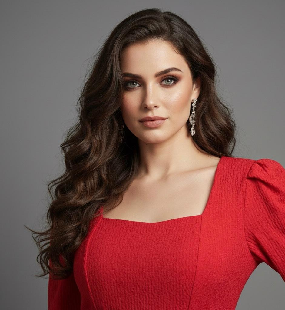 AJVIE Women’s Sophisticated Long Sleeve Party Wear One Piece – Red