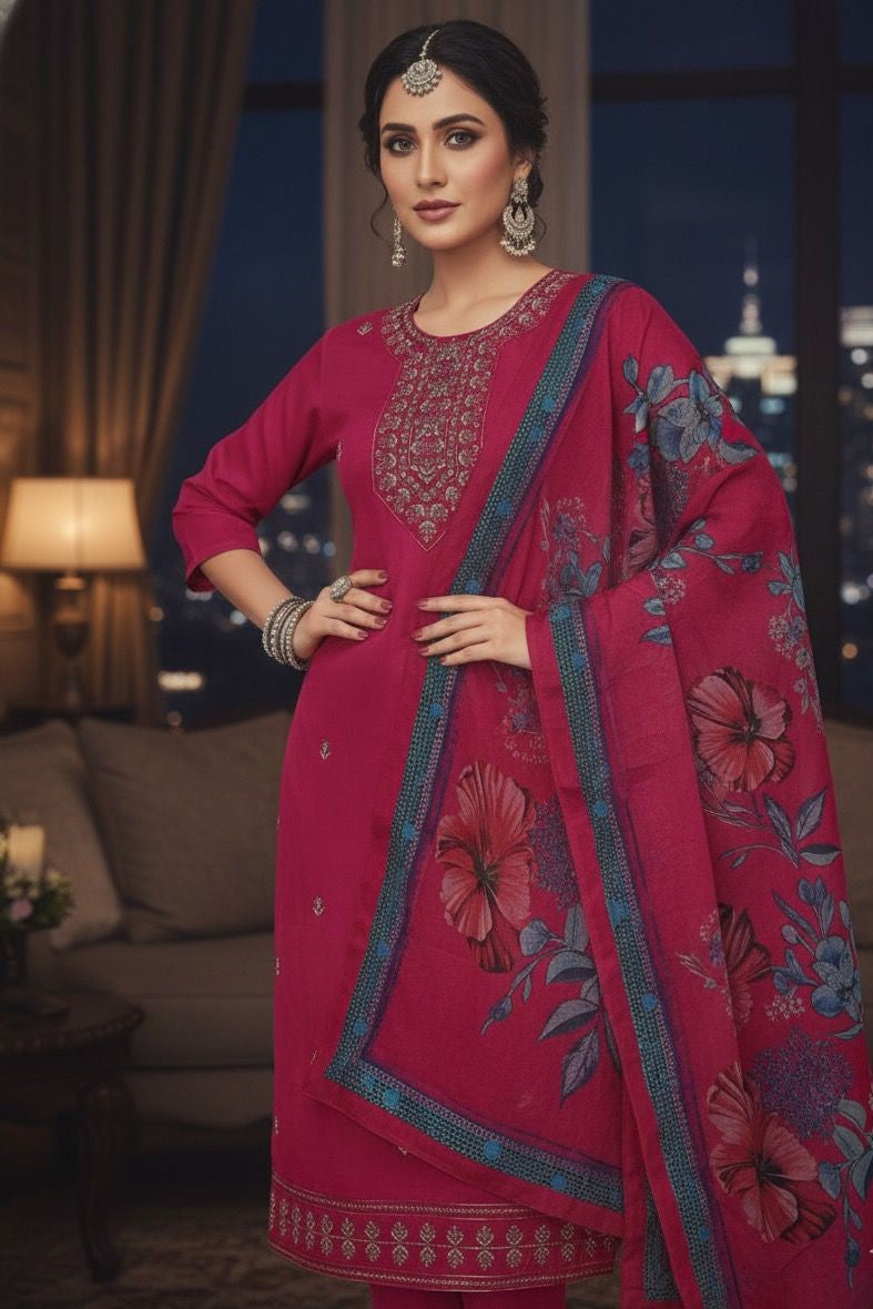 AJVIE Signature Roman Silk Designer Suit | Contemporary Ladies Ethnic Wear