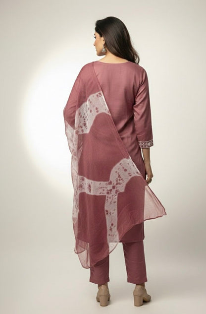 AJVIE Women’s Designer Embroidered Kurta with Dupatta & Pant – Premium Ethnic Collection