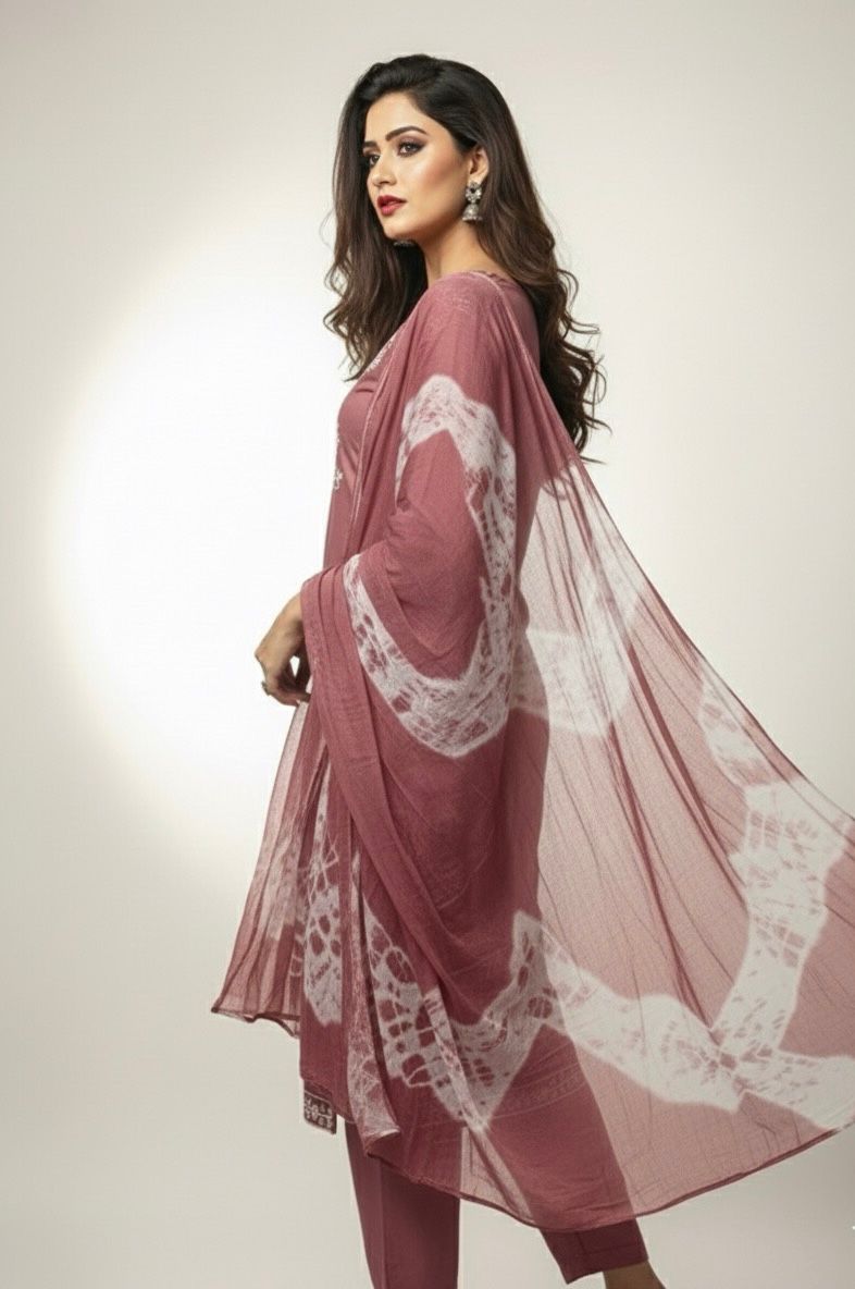 AJVIE Women’s Designer Embroidered Kurta with Dupatta & Pant – Premium Ethnic Collection