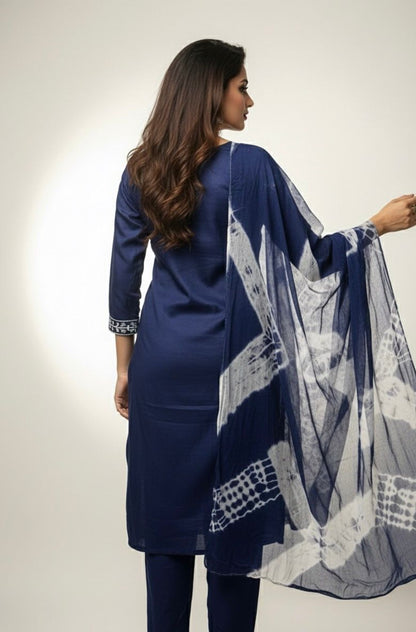 AJVIE Women’s Designer Embroidered Kurta with Dupatta & Pant – Premium Ethnic Collection