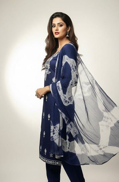 AJVIE Women’s Designer Embroidered Kurta with Dupatta & Pant – Premium Ethnic Collection