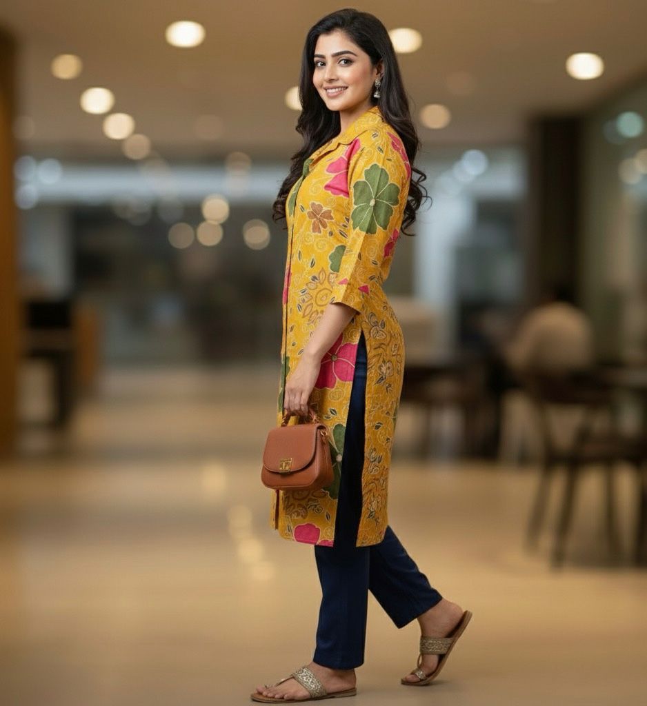 AJVIE Designer Floral Charm Buttoned Cord Set