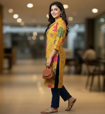 AJVIE Designer Floral Charm Buttoned Cord Set