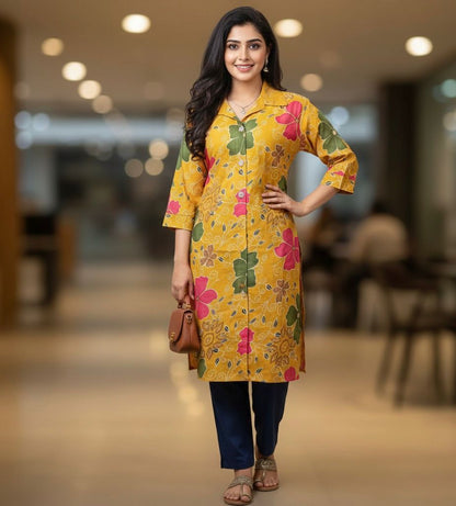 AJVIE Designer Floral Charm Buttoned Cord Set