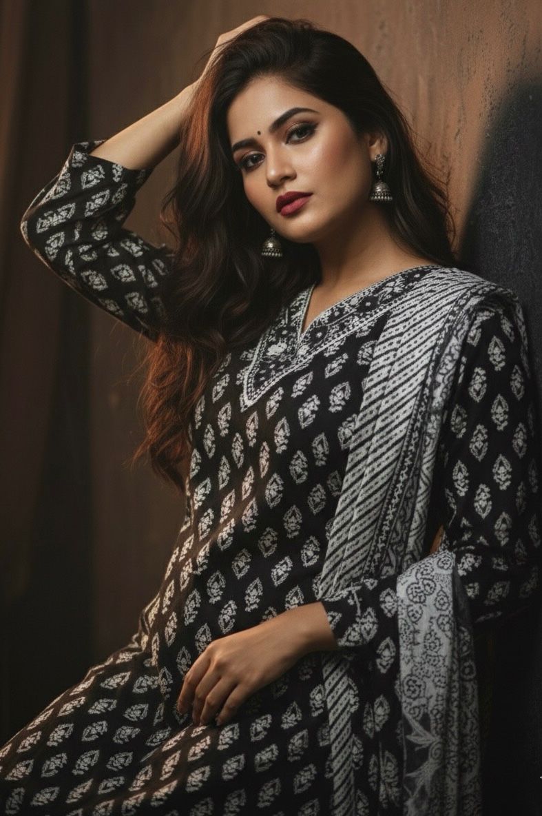 AJVIE Special Pure Cotton 3 Piece with Dupatta and Pant