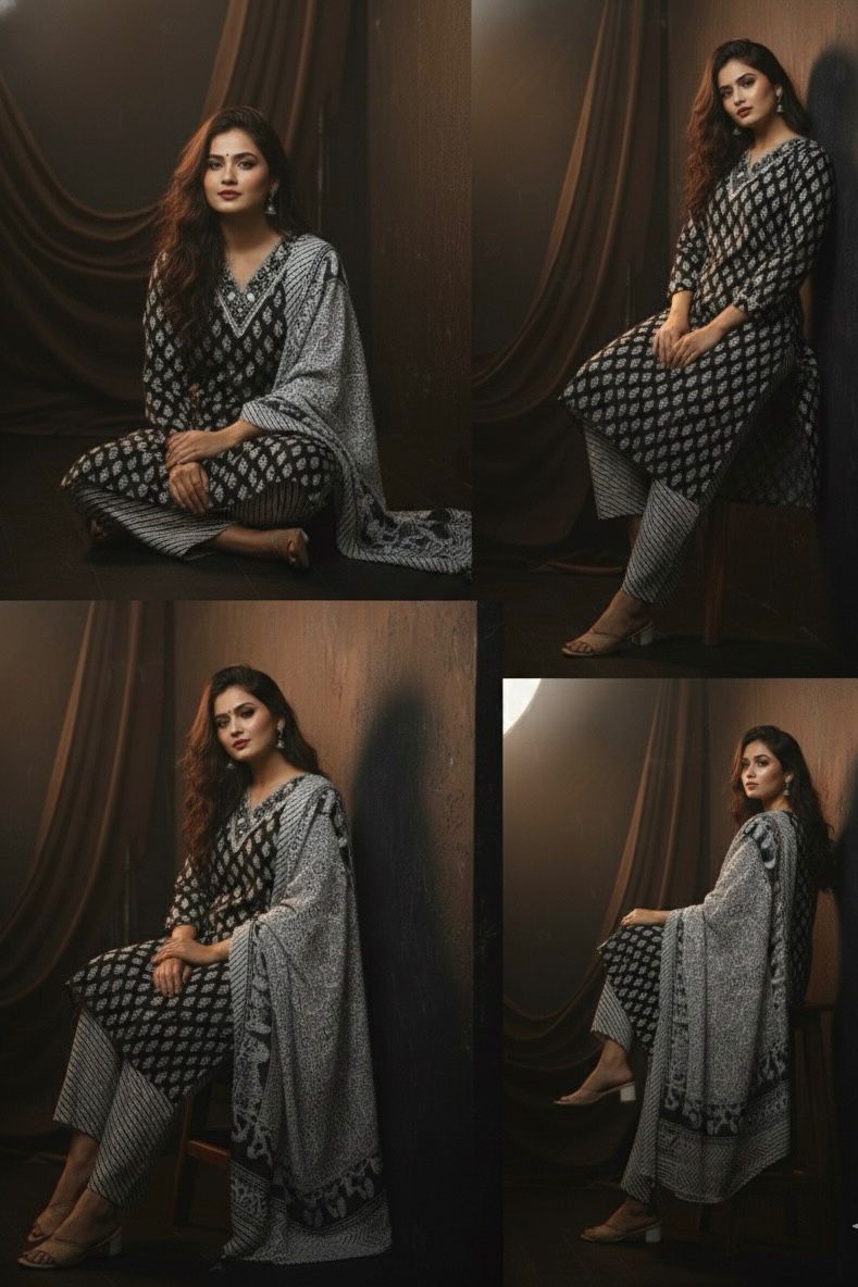 AJVIE Special Pure Cotton 3 Piece with Dupatta and Pant