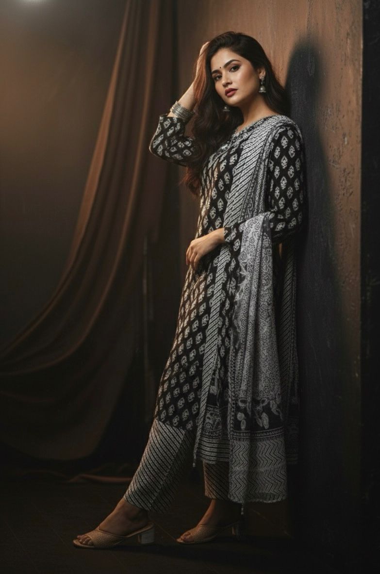 AJVIE Special Pure Cotton 3 Piece with Dupatta and Pant