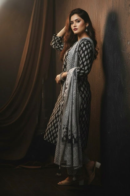 AJVIE Special Pure Cotton 3 Piece with Dupatta and Pant