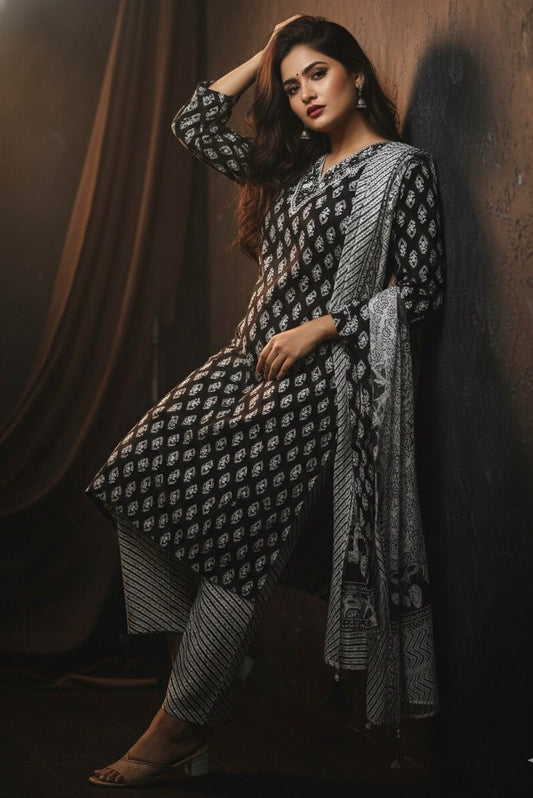 AJVIE Special Pure Cotton 3 Piece with Dupatta and Pant