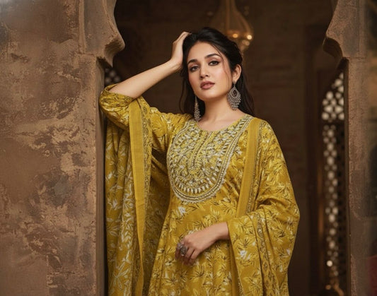 AJVIE Special 100% Cotton Ghera Designer 3-Piece Set