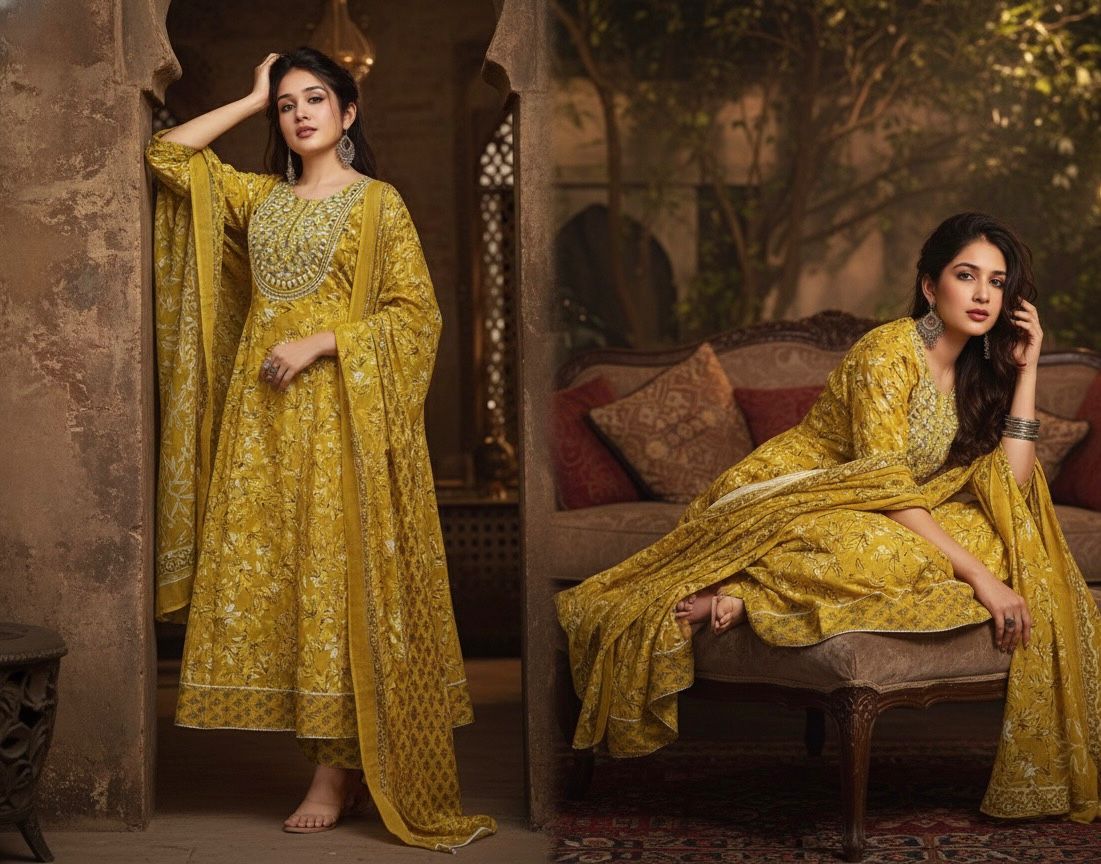 AJVIE Special 100% Cotton Ghera Designer 3-Piece Set