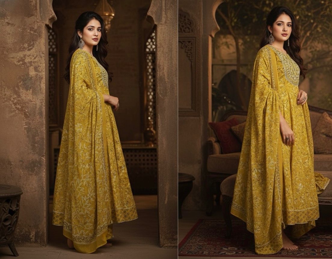 AJVIE Special 100% Cotton Ghera Designer 3-Piece Set