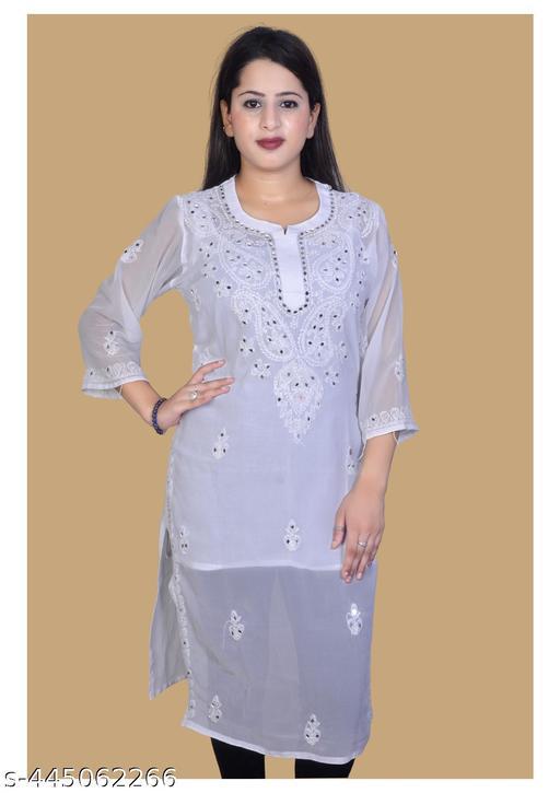Lucknavi Chikankari Kurtis With Georgette Fabrics