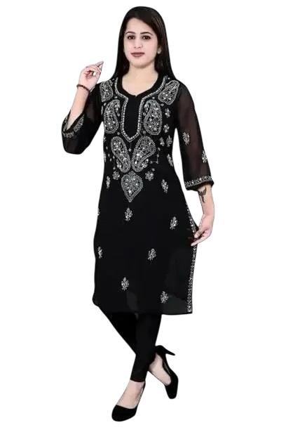 Lucknavi Chikankari Kurtis With Georgette Fabrics