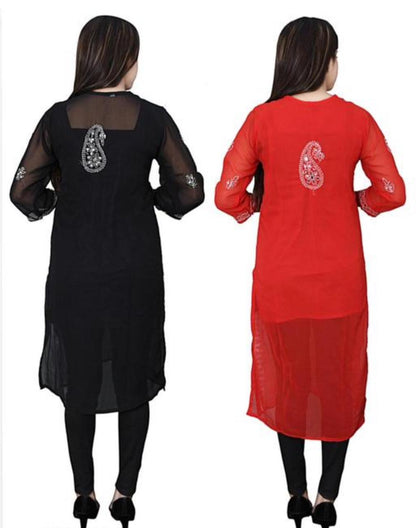 Lucknavi Chikankari Kurtis With Georgette Fabrics