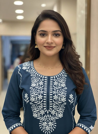 💫 AJVIE – Lucknavi Designer Embroidered Dress Set (With Pant & Dupatta)